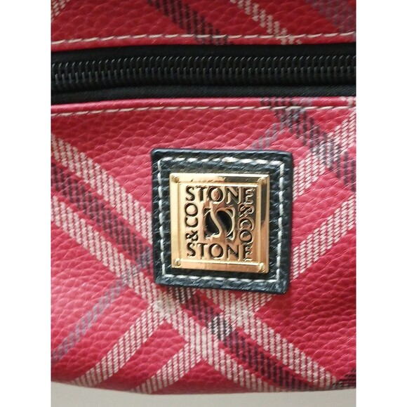 Stone & Co. Mini Plaid Backpack Red Plaid Black Straps Gold Inside main image 10